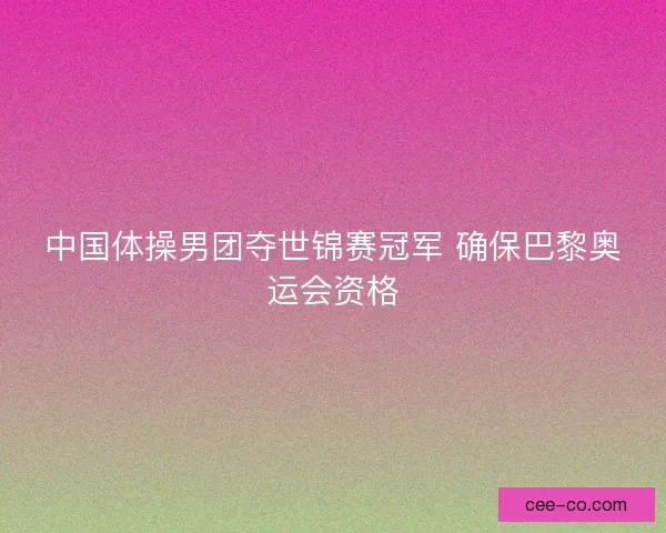 中国体操男团夺世锦赛冠军 确保巴黎奥运会资格
